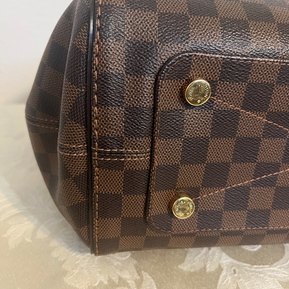 Louis Vuitton Brown Damier Ebene Canvas Tote with Gold Hardware - Picture 6 of 13